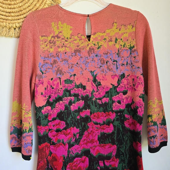 Anthropologie Aldomartins Lisse Floral 3/4 Sleeve Fit & Flare Dress SZ Medium - Picture 6 of 10